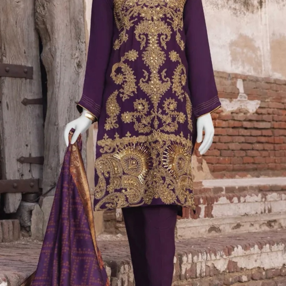 Brand new never used Purple and Gold Embroidered Dress